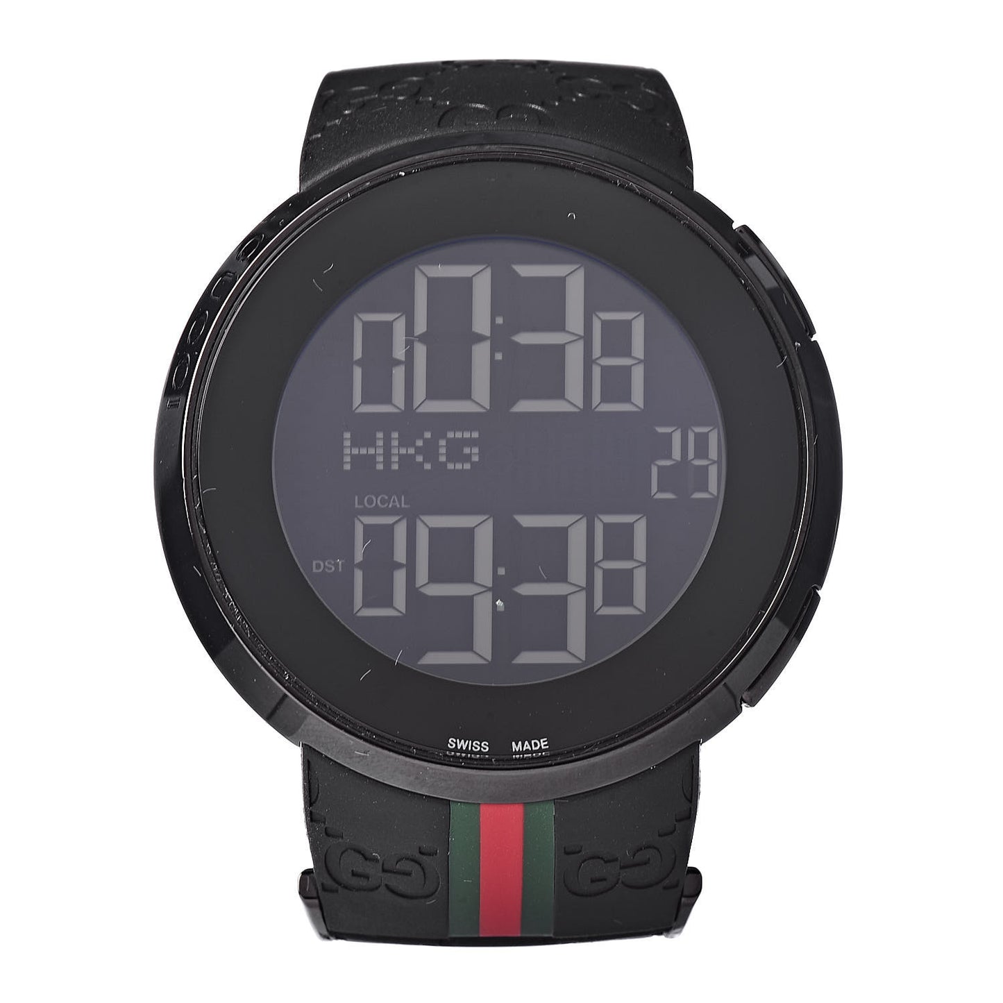 Stainless Steel Rubber 45mm Digital I-Gucci Web Watch Black