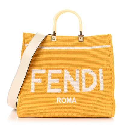 Fendi Crochet Vitello King Logo Plexiglass Medium Fendi Sunshine Shopper Tote Mimosa Panna 1 of 11