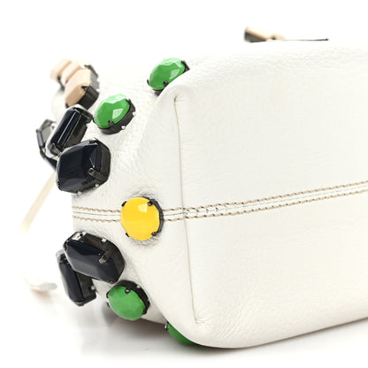 Prada Vitello Daino Crystal Bucket Bag White 8 of 11