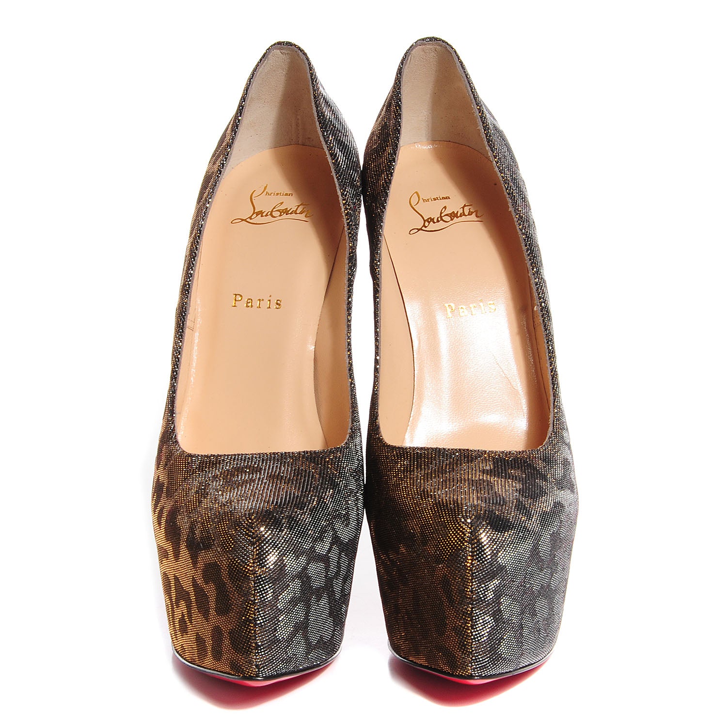 Christian Louboutin Lame Leopard Daffodile 160 Pumps 40 Gold Silver 2 of 6
