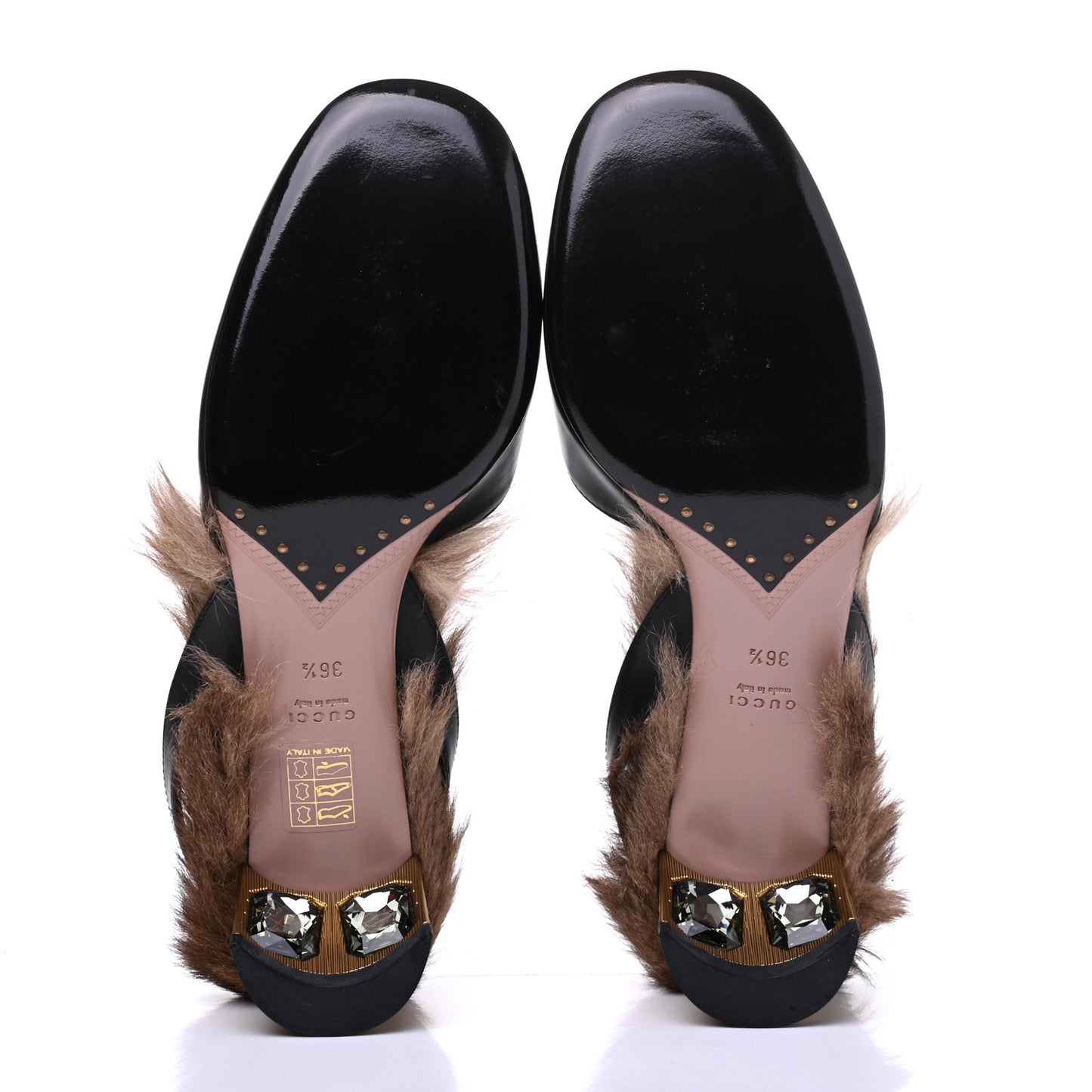 Calfskin Heloise Fur Slide Mules 36.5 Black