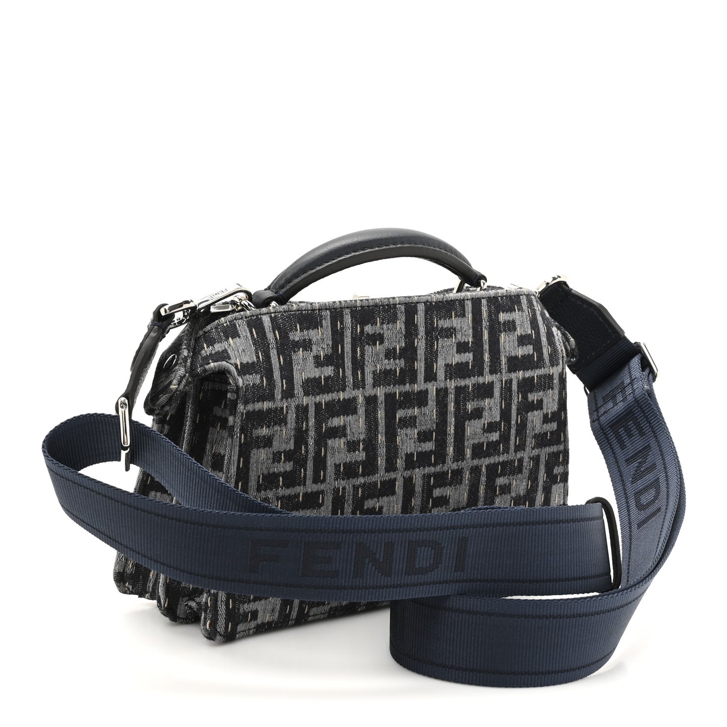 Chenille Vitello Seta FF Peekaboo I See U X Cross Satchel Blue Notte