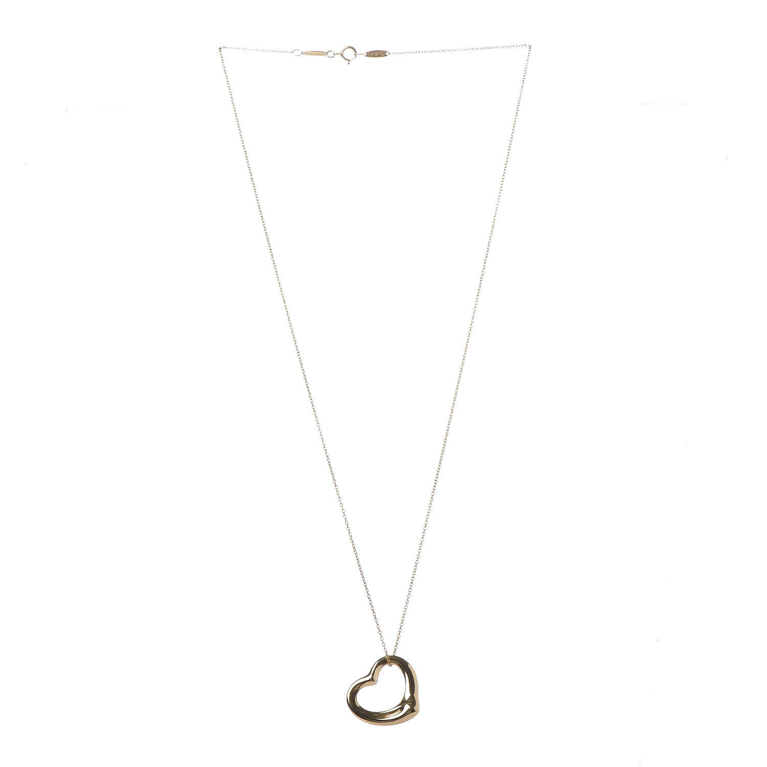 Tiffany 18K Yellow Gold 22mm Elsa Peretti Open Heart Pendant Necklace 3 of 6