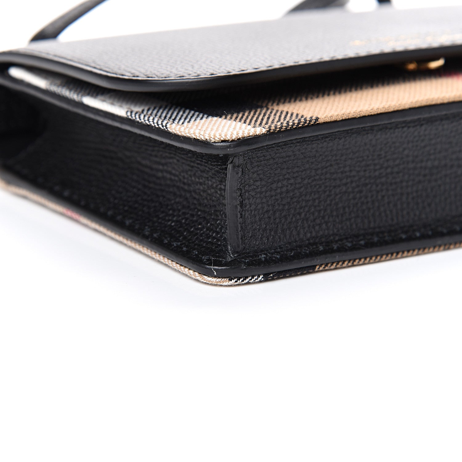 Burberry Derby Calfskin House Check Wallet On Chain Black 8 of 9