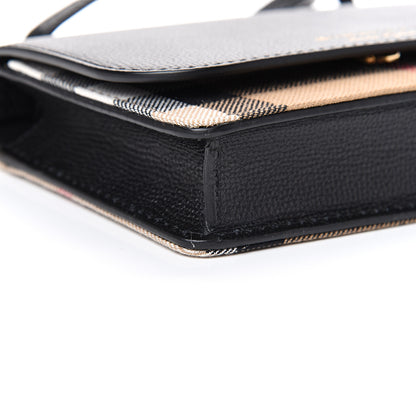 Burberry Derby Calfskin House Check Wallet On Chain Black 8 of 9