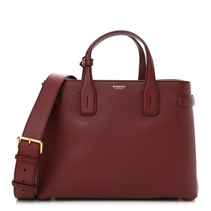 Burberry Grainy Calfskin House Check Medium Banner Tote Crimson 1 of 10