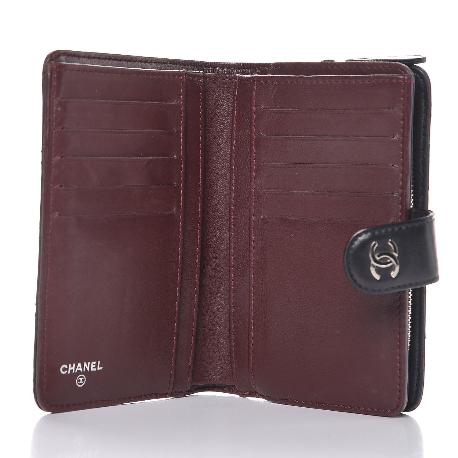 Chanel Lambskin Quilted Zipped Pocket Wallet Black 5 of 8