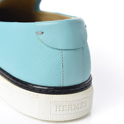Hermes Epsom Mens Kick Sneakers 37 Bleu Atoll 9 of 10