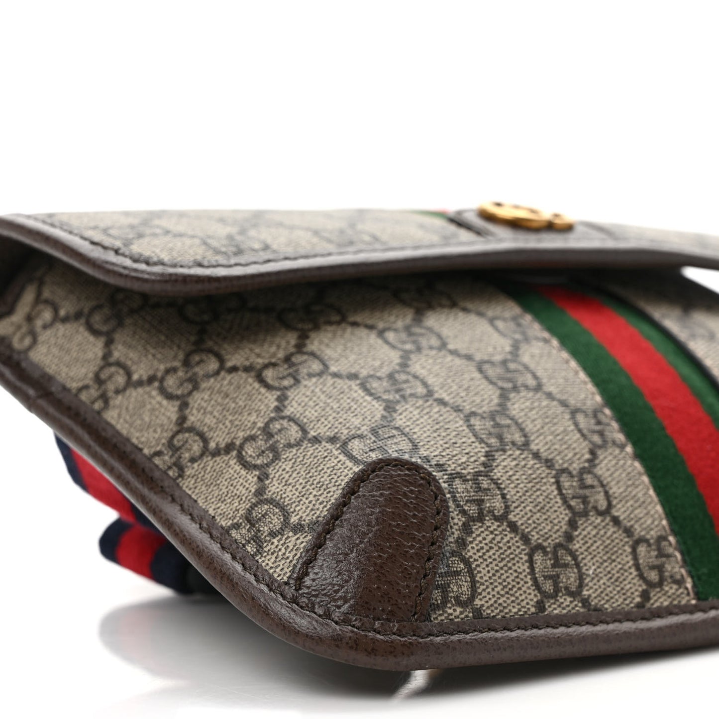 GG Supreme Monogram Web Small Ophidia Belt Bag Brown