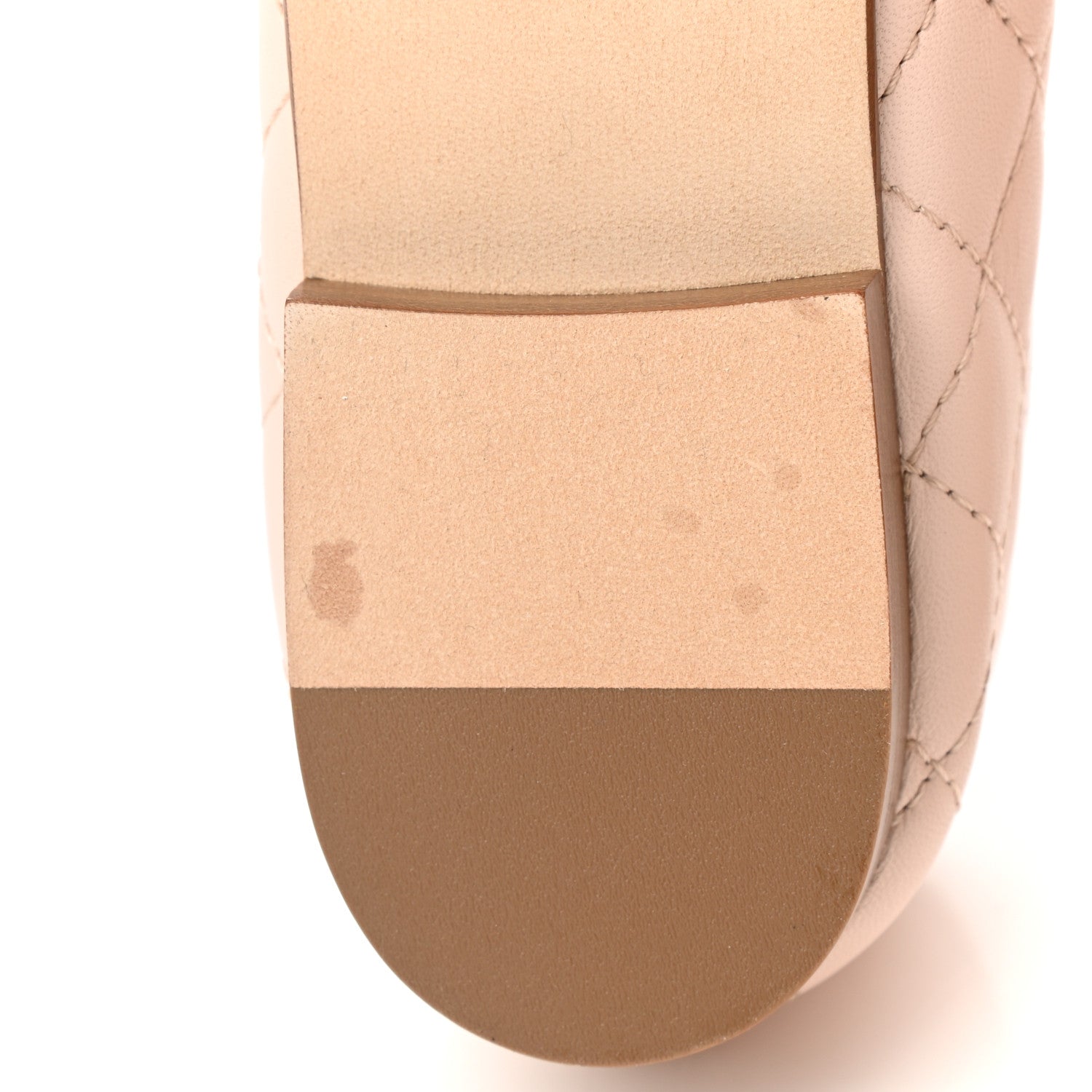 Chanel Lambskin Quilted Cap Toe Ballerina Flats 37.5 Beige 10 of 11
