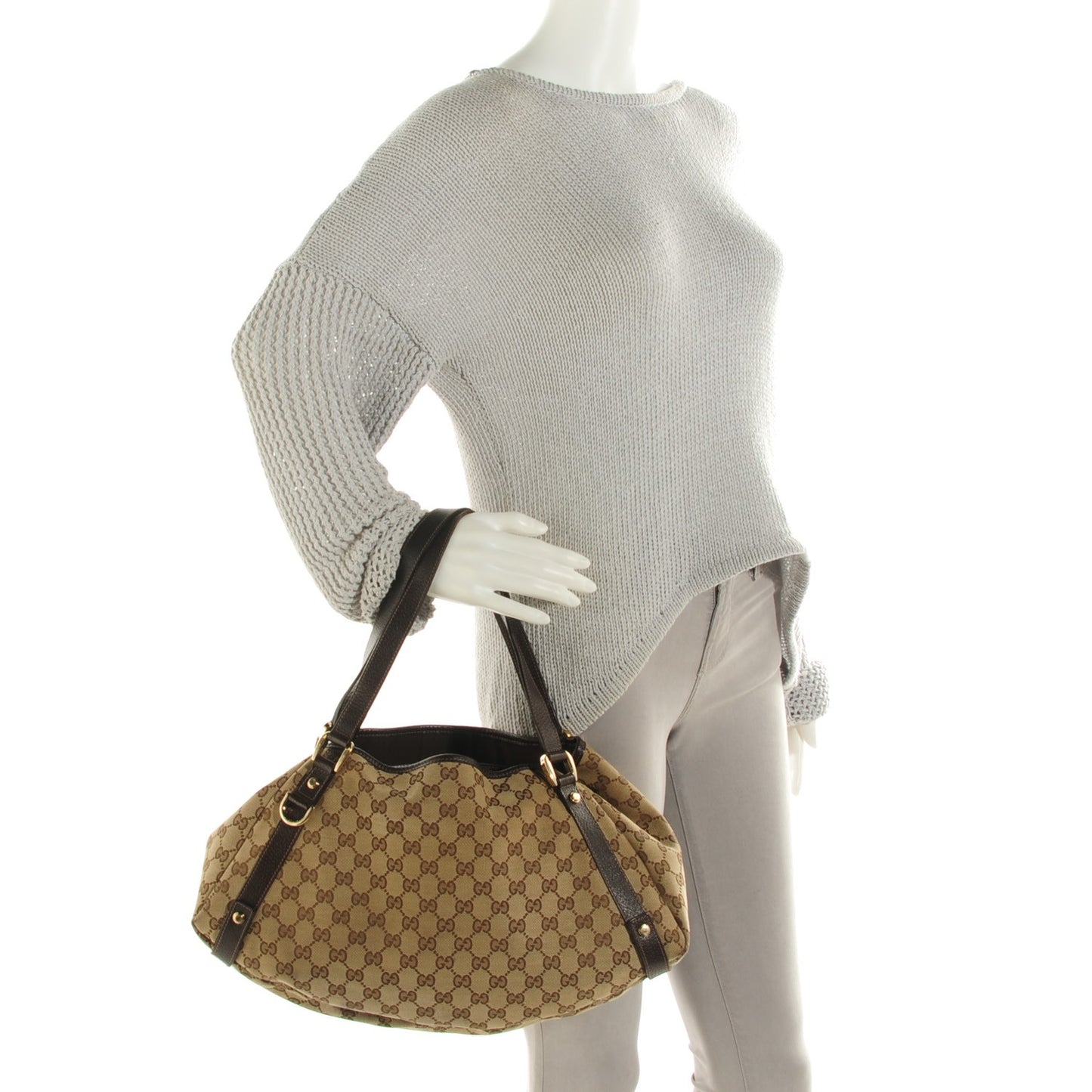 Monogram Medium Abbey Shoulder Bag Dark Brown