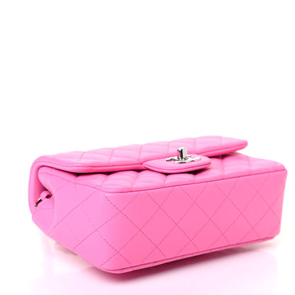 Chanel Lambskin Quilted Mini Rectangular Flap Neon Pink 3 of 4