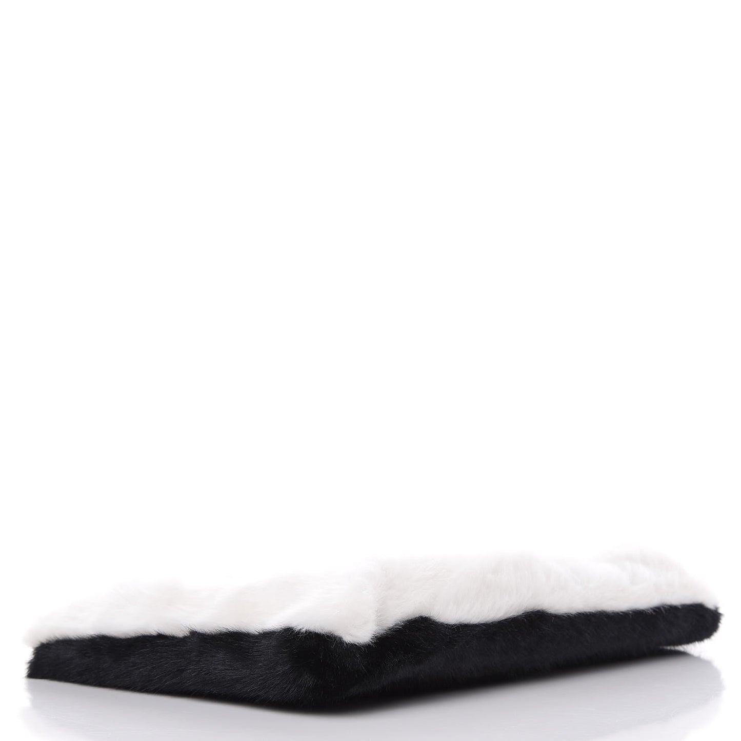 Faux Fur Two Tone Large GV3 Pouch Wristlet Black White