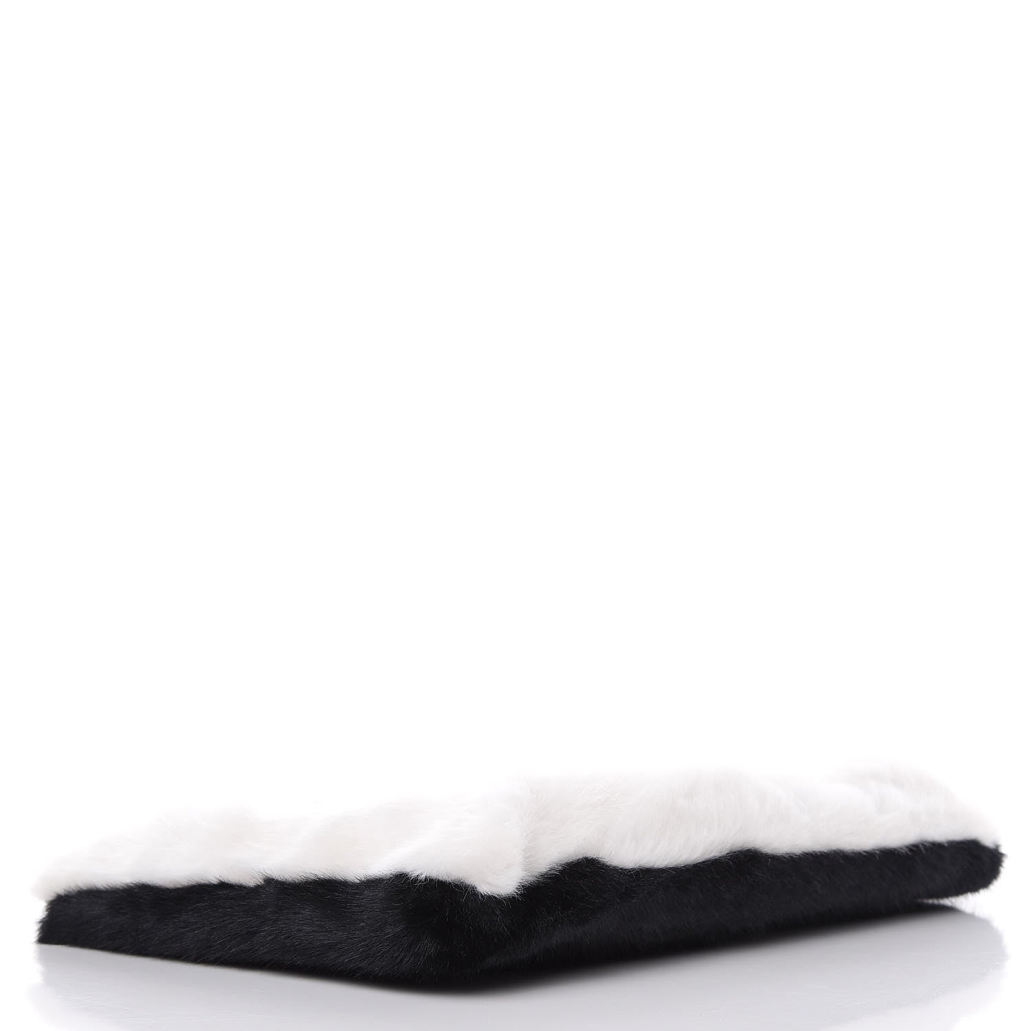 Givenchy Faux Fur Two Tone Large GV3 Pouch Wristlet Black White 4 of 8