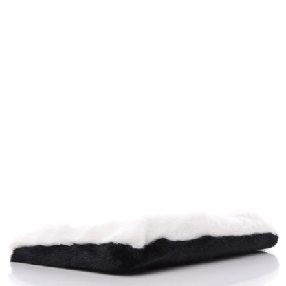 Givenchy Faux Fur Two Tone Large GV3 Pouch Wristlet Black White 4 of 8