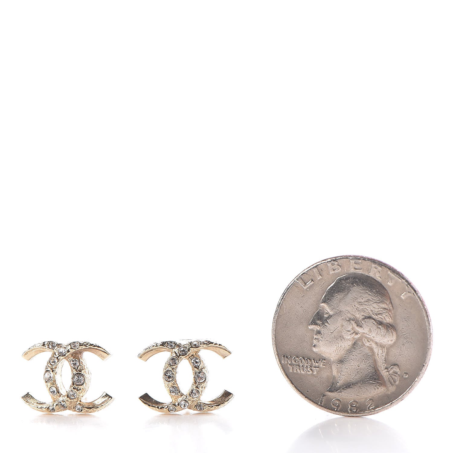 Chanel Crystal CC Earrings Gold 2 of 5