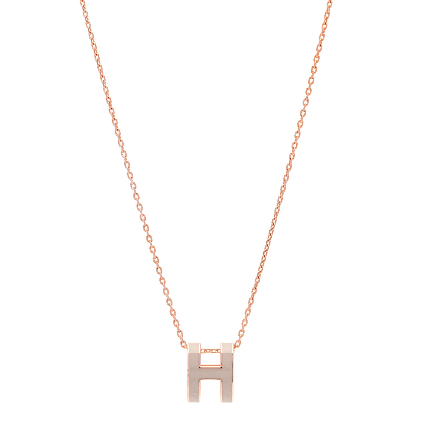 Lacquered Rose Gold Pop H Pendant Necklace Marron Glace