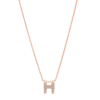 Hermes Lacquered Rose Gold Pop H Pendant Necklace Marron Glace 1 of 6
