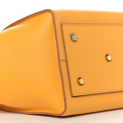 Celine Crisped Calfskin Small Tie Knot Tote Saffron 7 of 9