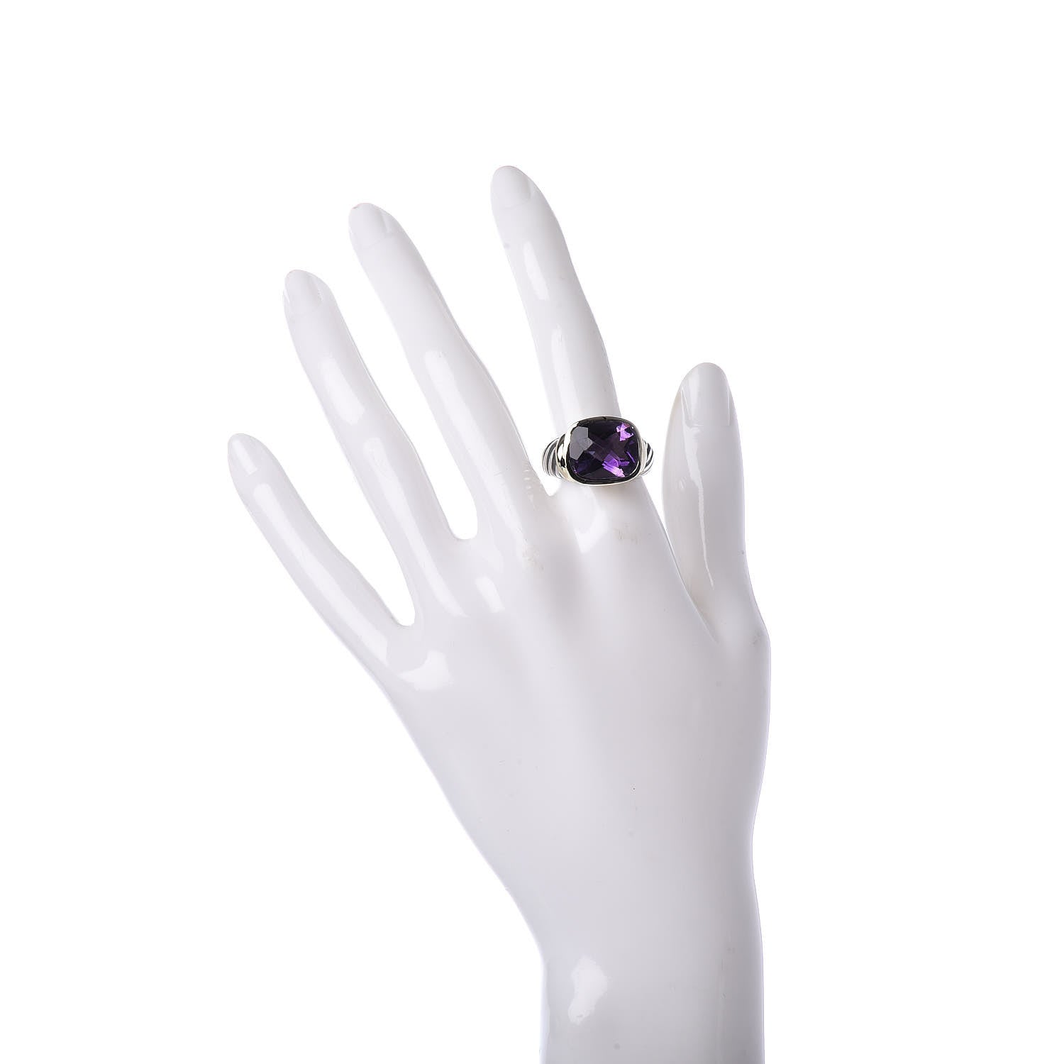 David Yurman Sterling Silver 14K Yellow Gold Amethyst Noblesse Ring 56 7.5 2 of 5