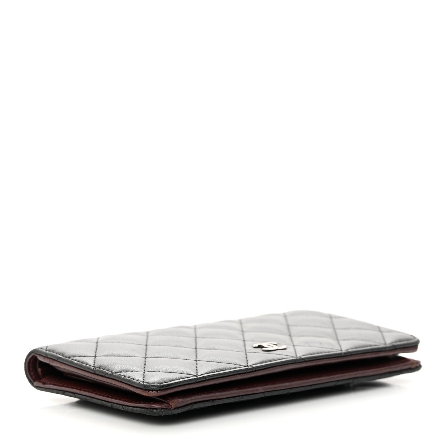 Lambskin Quilted Yen Wallet Black