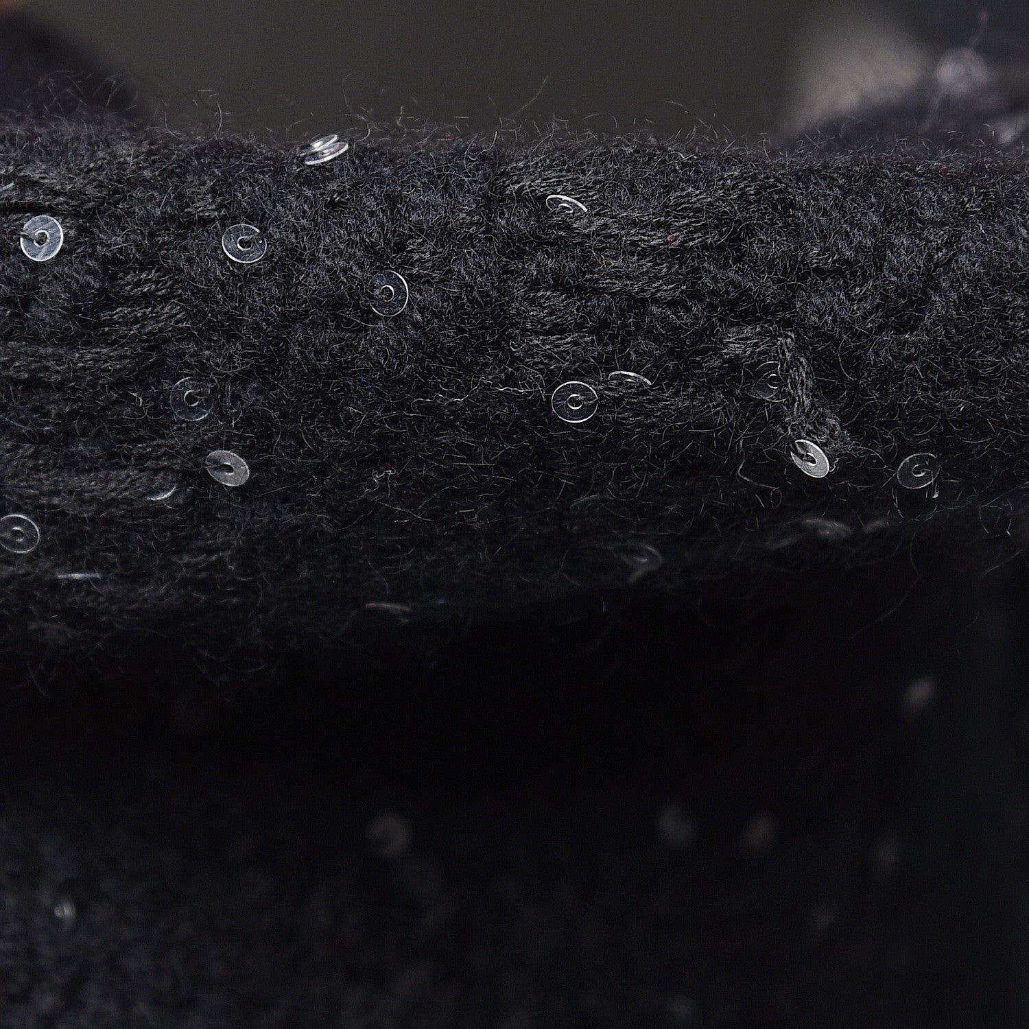 Chanel Cashmere Silk Sequin CC Scarf Black 6 of 7
