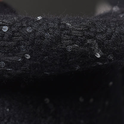 Chanel Cashmere Silk Sequin CC Scarf Black 6 of 7