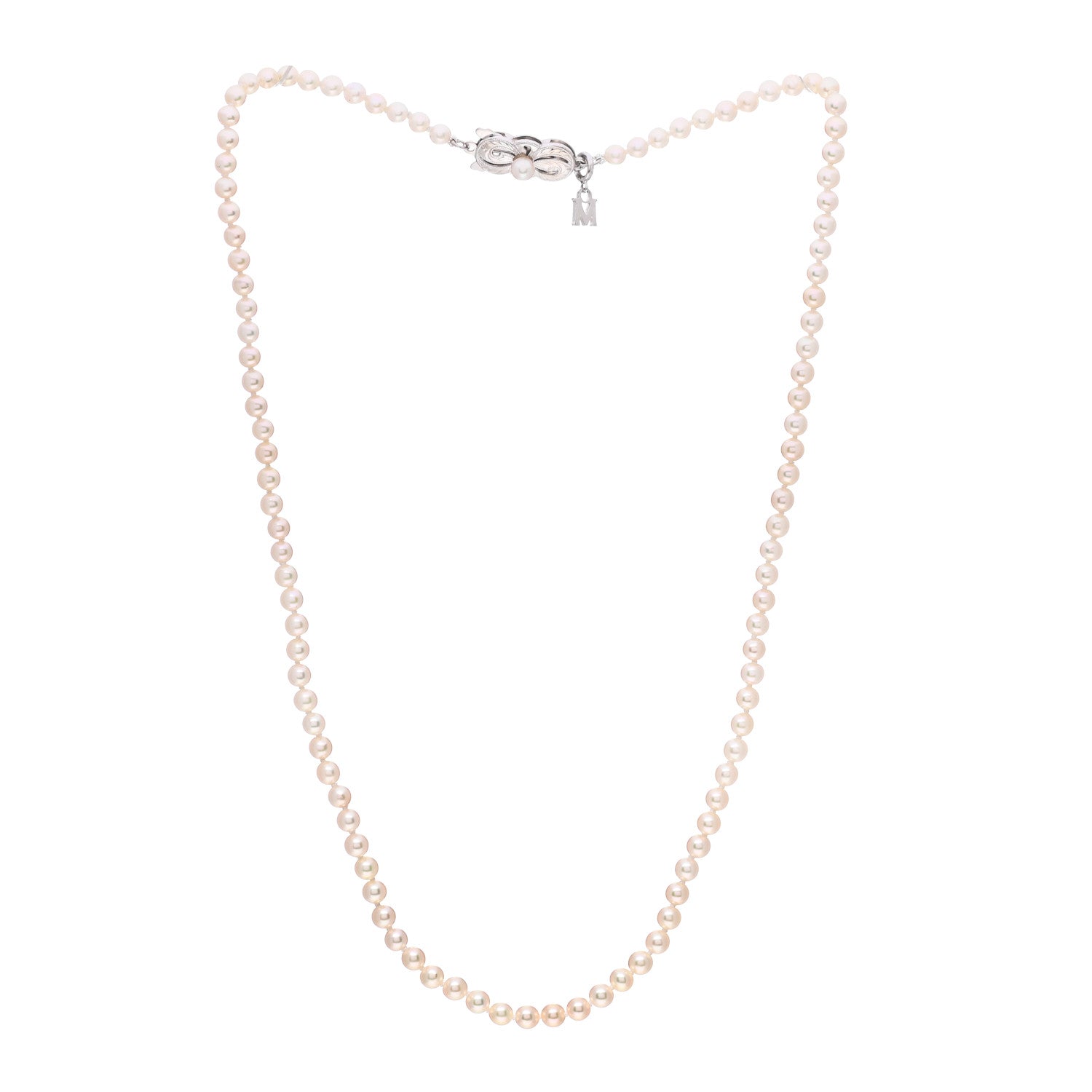 Mikimoto 18K White Gold Akoya Pearl 3.5mm Strand Necklace 3 of 5