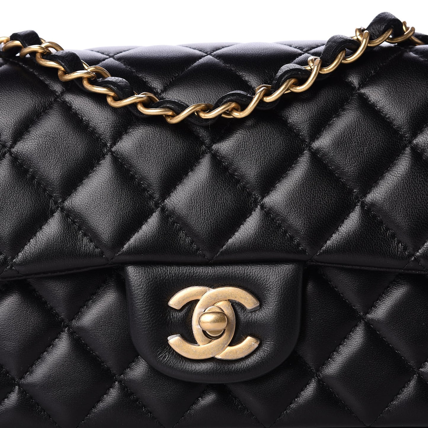 Lambskin Quilted Mini Rectangular Flap Black