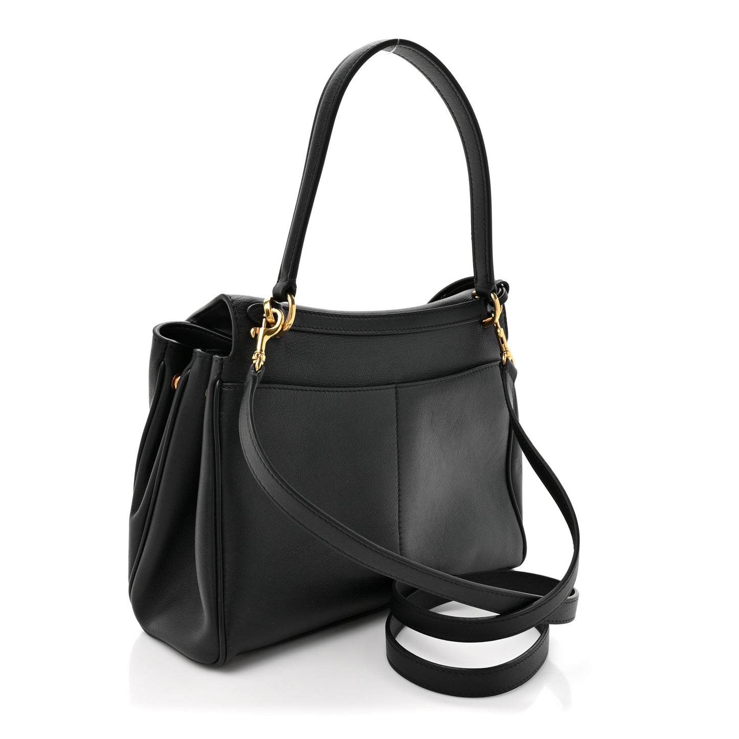 Natural Smooth Calfskin Small Rodeo Top Handle Handbag Black