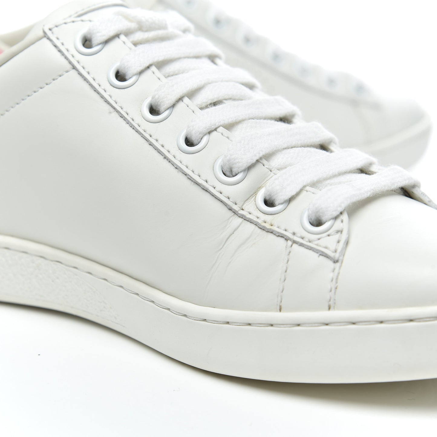 Calfskin Interlocking G Perforated Womens Ace Sneakers 35 White Wild Rose