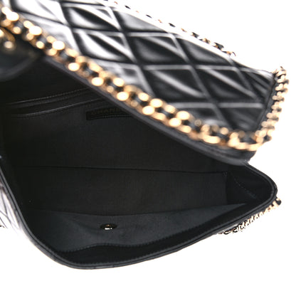 Chanel Crumpled Calfskin Quilted Large Chain All Over Flap Bag Black 5 of 12