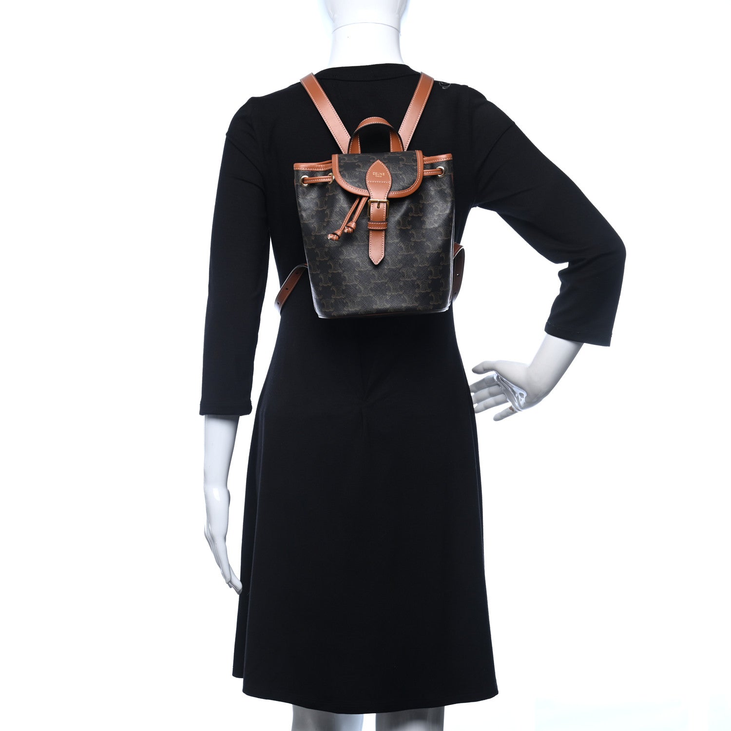 Celine Triomphe Canvas Calfskin Mini Folco Backpack Tan 2 of 9