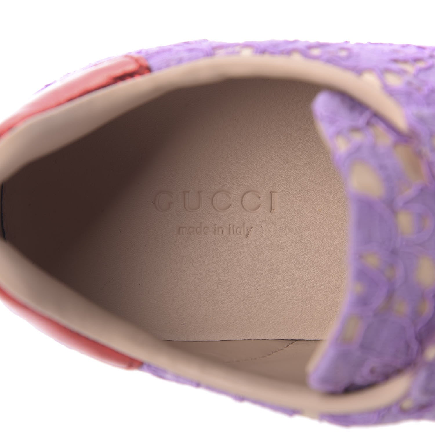 Gucci Lace Crystal Sylvie Web Flower Leaf Womens Ace Sneakers 37.5 Wisteria Perfect Pink 8 of 10