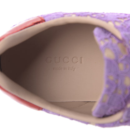 Gucci Lace Crystal Sylvie Web Flower Leaf Womens Ace Sneakers 37.5 Wisteria Perfect Pink 8 of 10