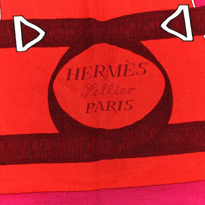 Hermes Cashmere Silk Eperon D'Or Shawl 140 Fuchsia Rouge Grenat 2 of 7