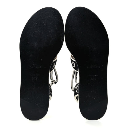 Givenchy Grosgrain Cross Logo Ankle Strap Sandals 36.5 Black White 7 of 11