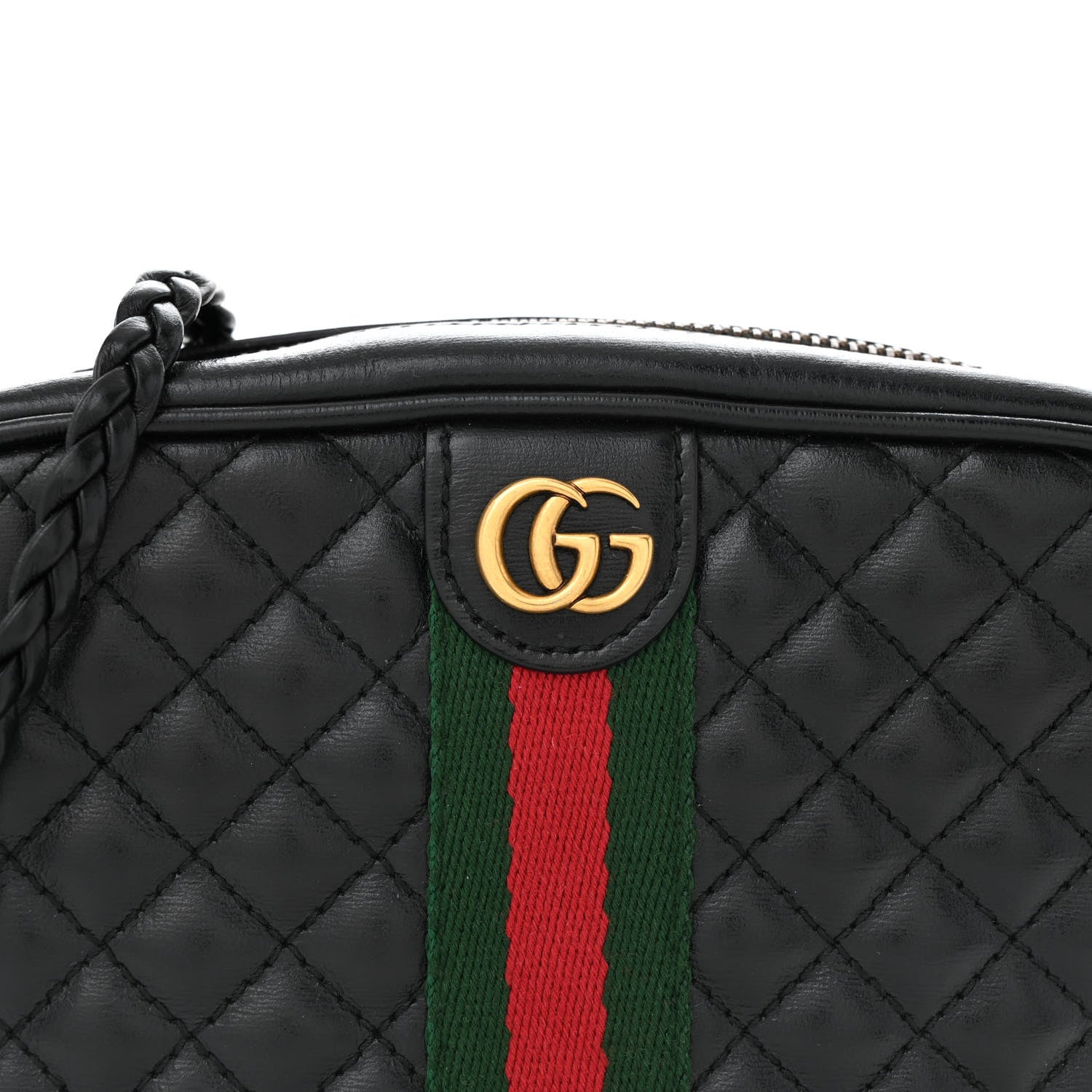 Gucci Calfskin Trapuntata Web Mini GG Shoulder Bag Black 8 of 12