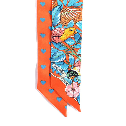 Hermes Silk Jungle Love Love Twilly Orange Bleu Brun 2 of 4