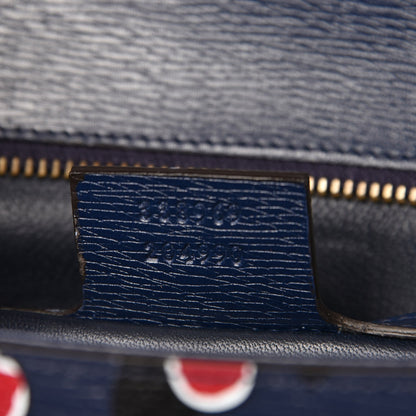 Gucci Textured Calfskin Heartbeat Print Clutch Blue 7 of 9