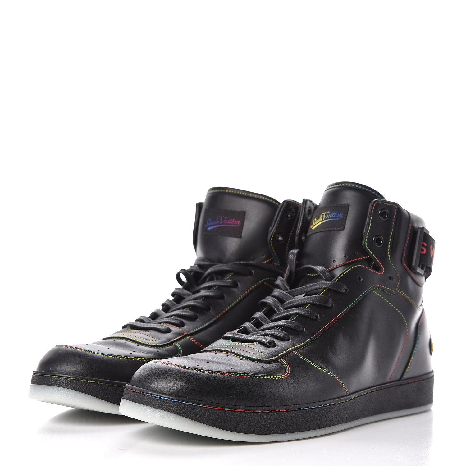 Louis Vuitton Calfskin Rivoli High Top Sneakers 10.5 Black Multicolor 3 of 10