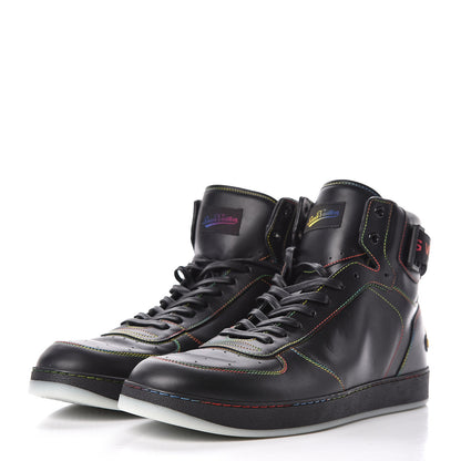 Louis Vuitton Calfskin Rivoli High Top Sneakers 10.5 Black Multicolor 3 of 10