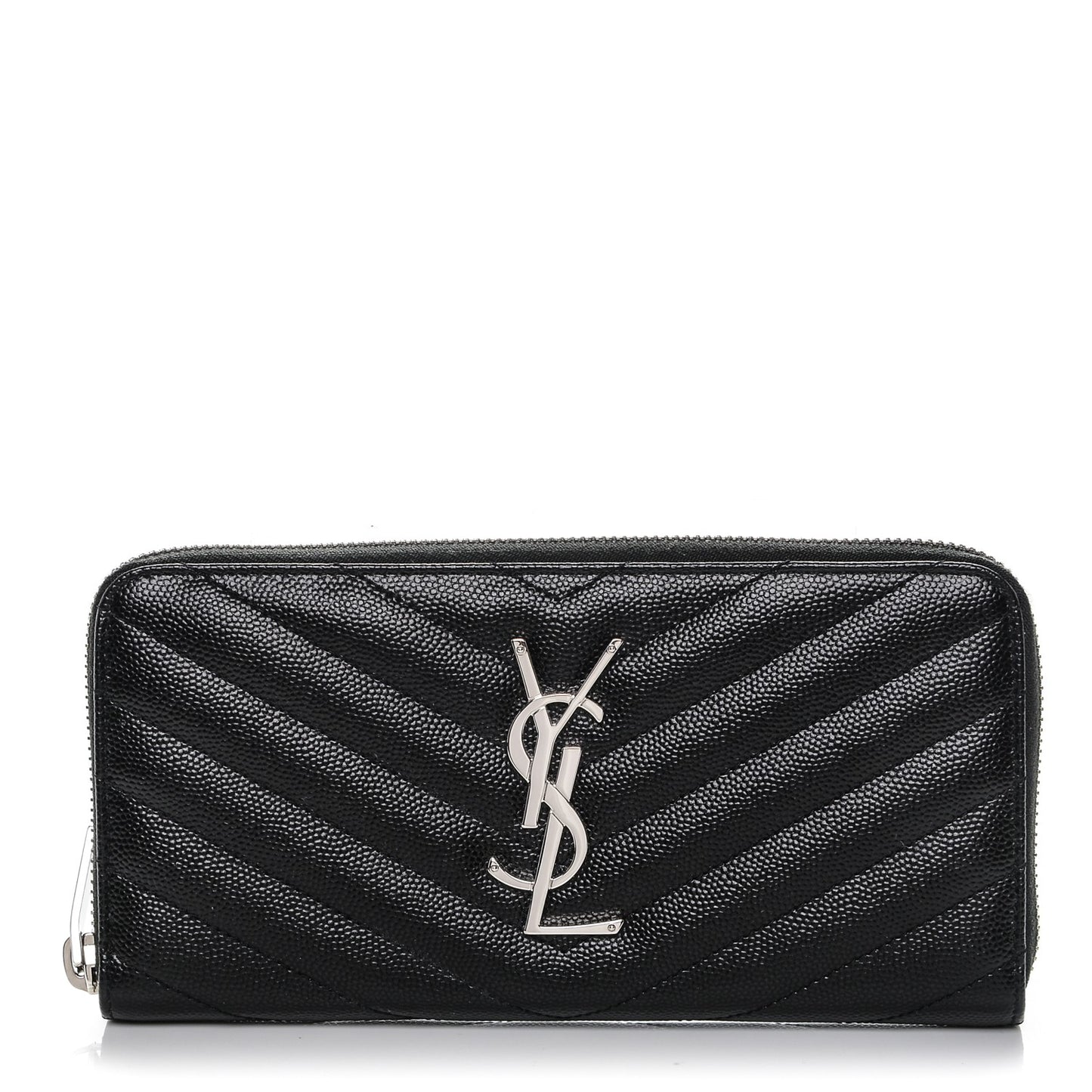 Grain De Poudre Matelasse Chevron Monogram Zip Around Wallet Black