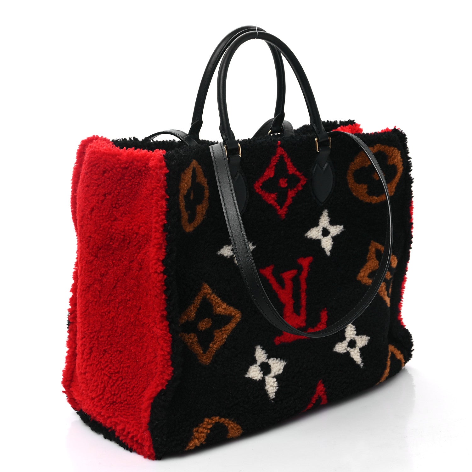 Louis Vuitton Shearling Monogram Giant Teddy Onthego GM Black Red 3 of 10