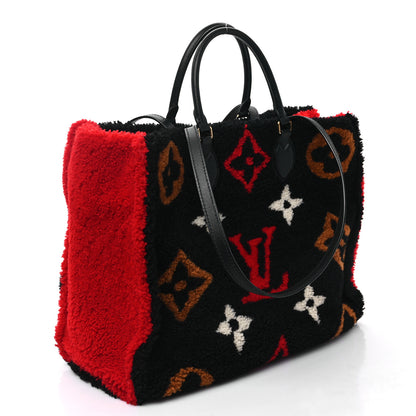 Louis Vuitton Shearling Monogram Giant Teddy Onthego GM Black Red 3 of 10
