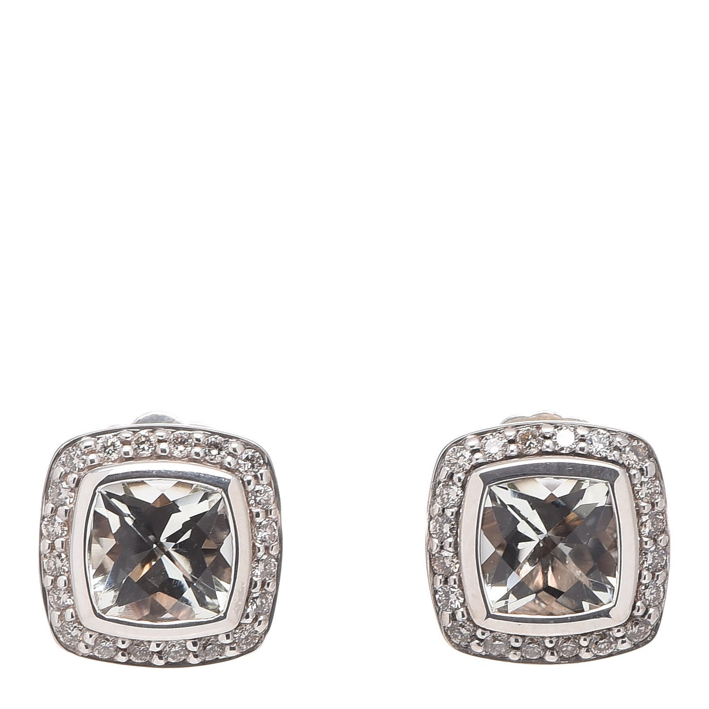 Sterling Silver Diamond Prasiolite 7mm Petite Albion Earrings