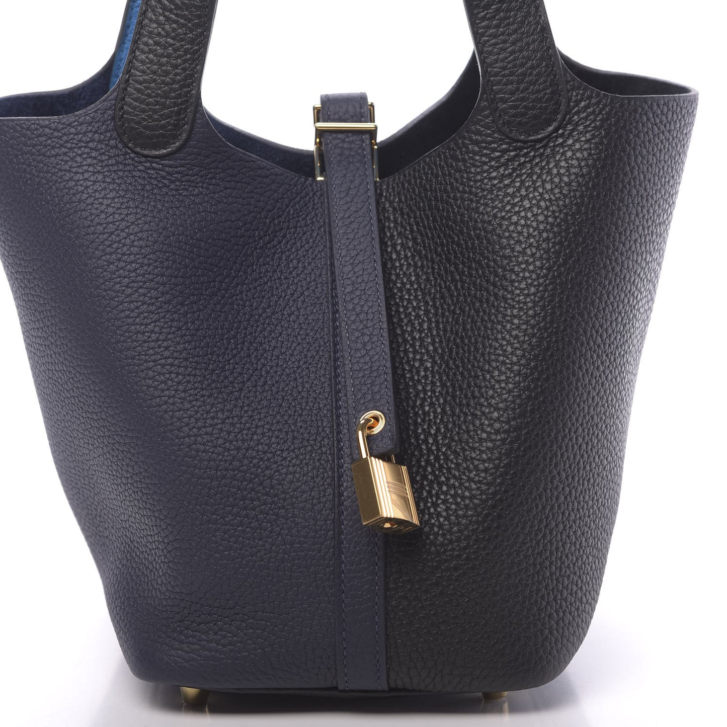 Taurillon Clemence Casaque Picotin Lock 18 PM Bleu Nuit Black Blue Frida