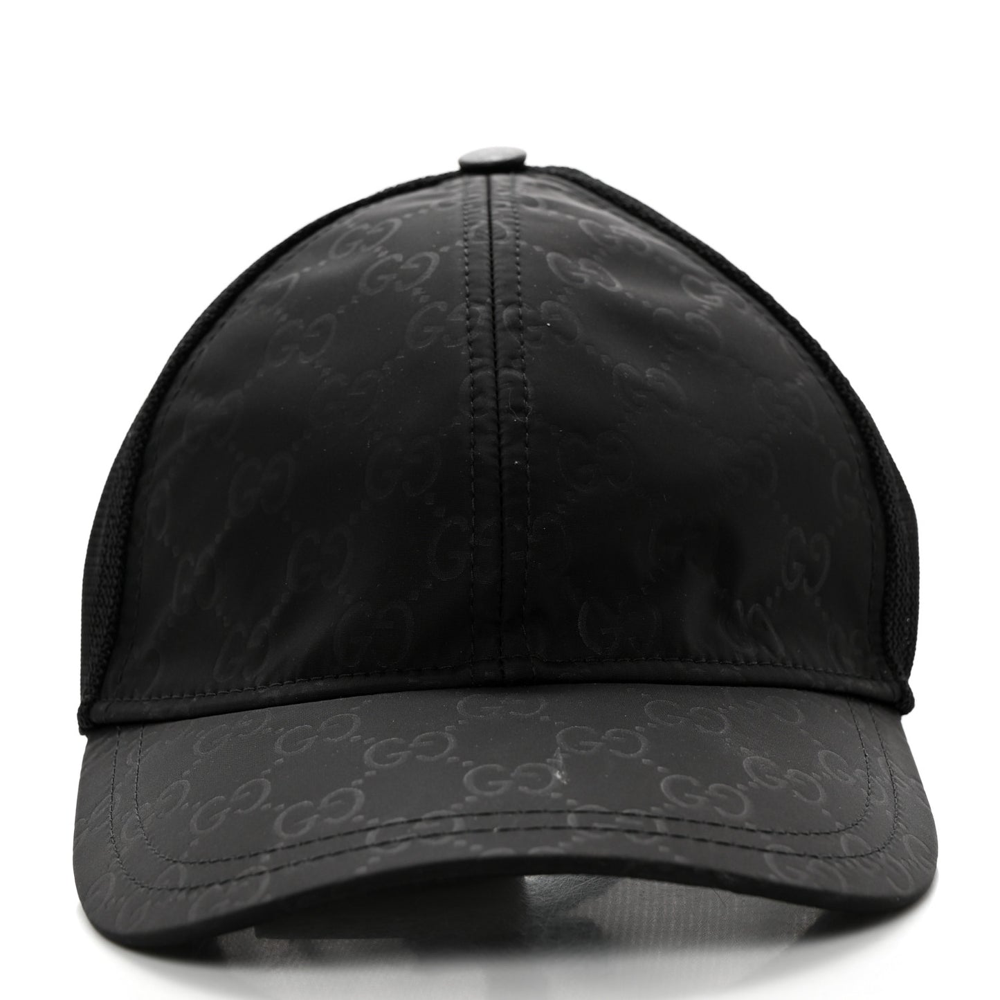 Nylon Light Mesh Dollar Calfskin GG Monogram Baseball Hat M Black