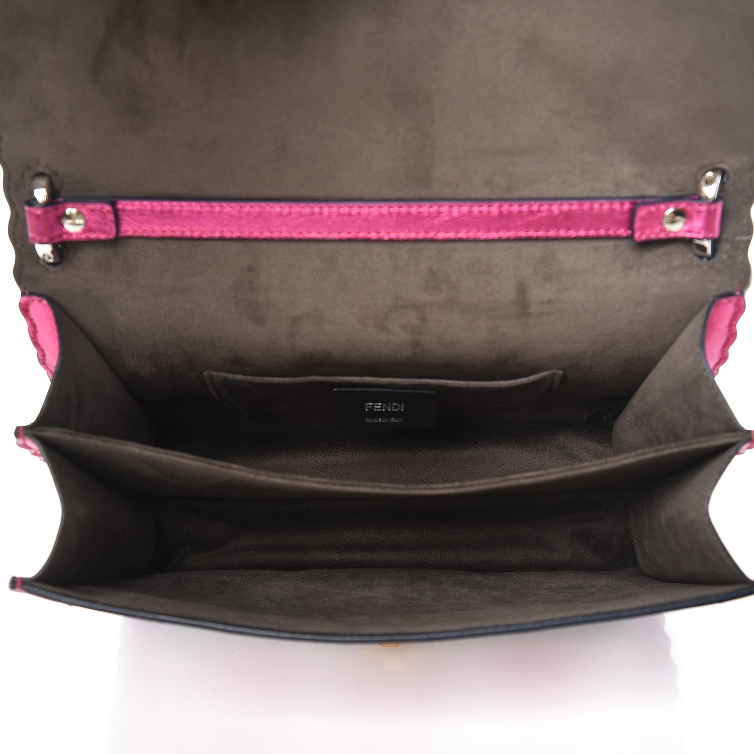 Fendi Metallic Calfskin Wonder Monster Kan I Shoulder Bag Pink Silver 5 of 7