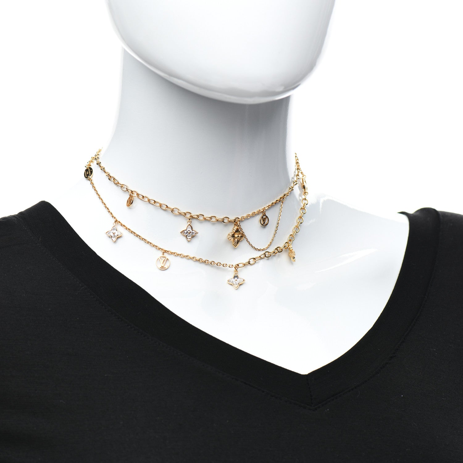 Louis Vuitton Metal Blooming Strass Necklace Gold 2 of 4